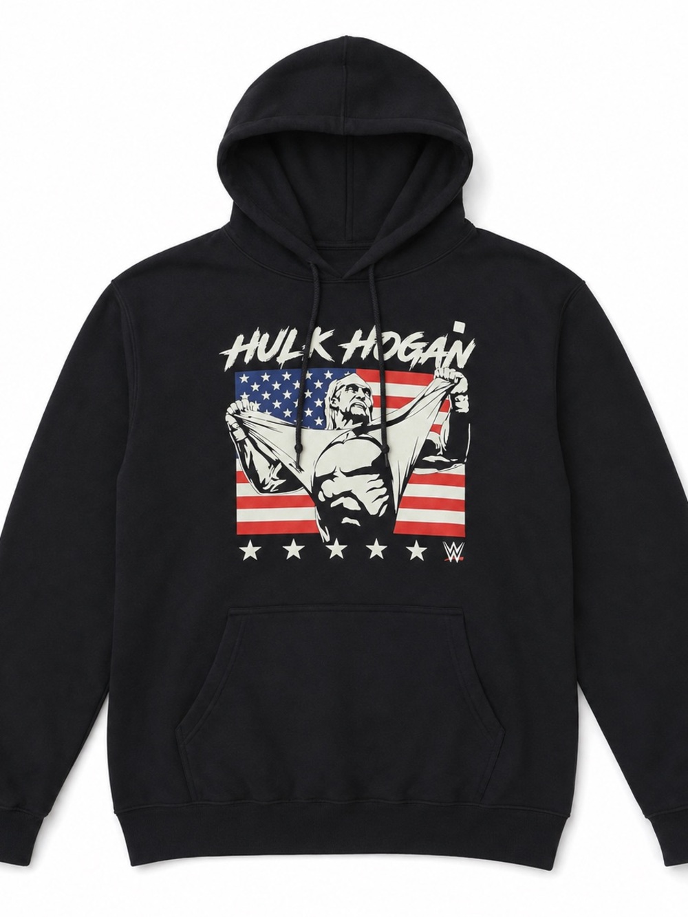 WWE Hulk Hogan Black Hoodie with American Flag Graphic